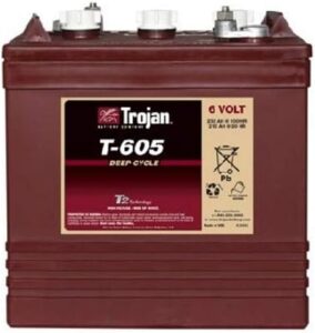 10. Trojan T-605 6V 210Ah Flooded Lead Acid GC2 Deep Cycle Battery