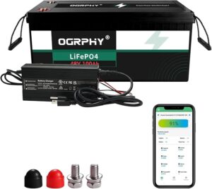 6. OGRPHY 48V 100AH LiFePO4 Golf Cart Battery