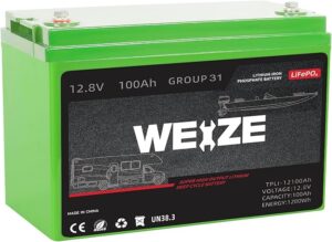 4. WEIZE 12V 100Ah BCI Group 31 Lithium Battery