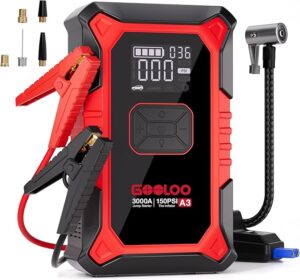 3. GOOLOO A3 Jump Starter with Air Compressor